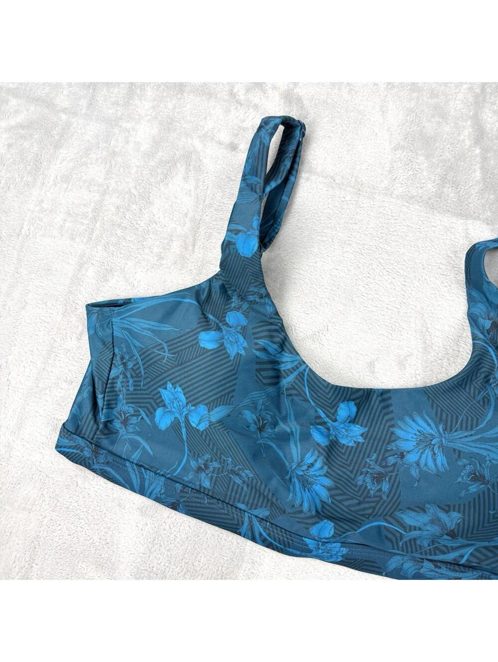 Lole Wave Bikini Top XL Blue Floral Sports Bra Style Swimwear NWT Beach Summer - Picture 10 of 12